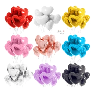 10x Folien Herzballon Rot Silber Gold Luftballons Hochzeit Ballons Hochzeitdeko - Bild 1 von 37