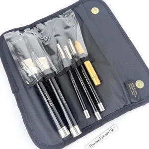 Mary Kay 7tlg Make-up Pinsel Kollektion Set 6 Pinsel & Schwarz Samt Tasche Vintage Gold - Bild 1 von 13