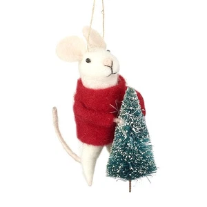 Felt Mouse with Christmas Tree Hanging Festive Decoration Novelty Home Decor - Picture 1 of 1