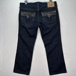 True Religion Ricky Super T Jeans Mens 36 Metal Studded Flap Pockets Blue Denim - Picture 1 of 15