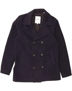 JACK & JONES Mens Pea Coat UK 42 XL Navy Blue Polyester AP10 - Picture 1 of 3