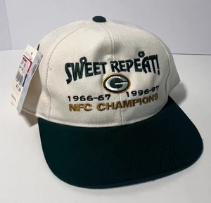 Neu Etikett Vintage Headmaster Green Bay Packers Sweet Repeat NFC Champs Druckknopflasche Mütze - Bild 1 von 8