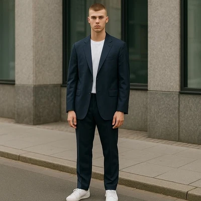 NUEVO CON ETIQUETAS J.Crew Abrigo Deportivo Para Hombres 40 L Azul Marino Chaqueta American Woolen Co Lana Algodón Foto 1 de 4