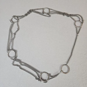 Vintage Silber Kettengürtel mit übergroßen Ringen, verstellbare Taille, Y2K - 39" - Bild 1 von 6