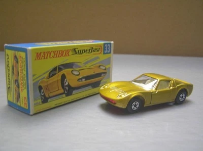 Matchbox Superfast MB33 Lamborghini Miura with Pink-Red Base Mint in Box - Image 1 of 4