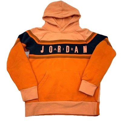 Jordan Hoodie Boys Medium Orange Black Sweatshirt Sweater Air Jump Man Youth * - Image 1 of 4