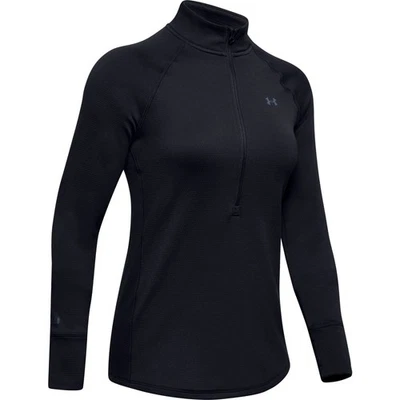 Under Armour 1343319 Women's UA ColdGear Base 4.0 1/2 Zip Baselayer Shirt, Black - Image 1 of 4