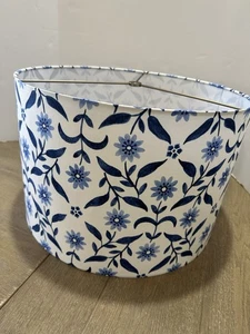 Pottery Barn Mark D Sikes 17" Drum Floral lamp shade   Blue - Picture 1 of 3