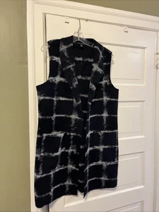 Tribal Brand Damen schwarz & grau Long Pullover Weste Gr. M Taschen vorne offen - Bild 1 von 6