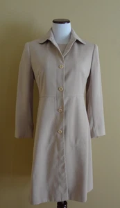 Conjunto Blazer Vestido Vintage Lena Gabrielle NY Beige y Plumero Largo Talla 6 - Imagen 1 de 14