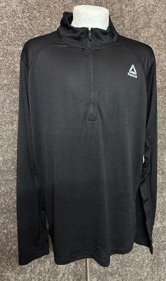 Pullover Reebok Para Hombre 1/4 Cremallera Cuello M Manga Larga Trail Camisa Golf Negro Foto 1 de 4