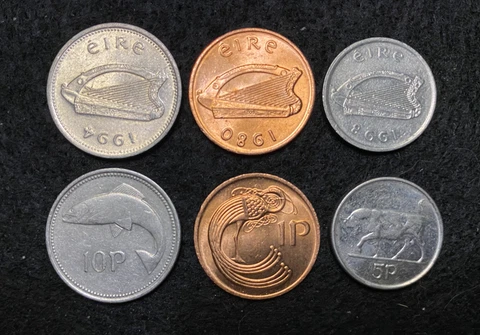 Ireland 3 Coins Set 1, 5, 10 Pence UNC & Fine World Coins Cover