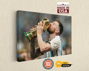 Soccer Legend Print Lionel Messi Canvas Art Handcrafted Durable Wall Decor - Picture 1 of 8