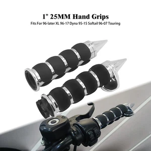 1" Spike Handlebar Hand Grip Chrome Black For Harley Breakout FXSB FXSE 13-17 - Picture 1 of 16