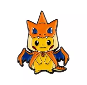 Pikachu Mega Charizard Y Cosplay Costume Pokemon Enamel Pins Pin Brooch Standing - Picture 1 of 4
