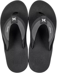 NEW Men's Hurley Black Bubble Cushion Heel Surf Comfort Flip Flops Size 13 - Picture 1 of 10