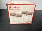 4 Vintage 12.75 oz. Franciscan Friendly Village Wine Water Goblet Glasses 6-1/2"