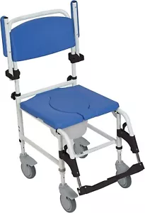Drive Medical Aluminum Rehab Shower Commode Chair with Four Rear-Locking Casters - Picture 1 of 3