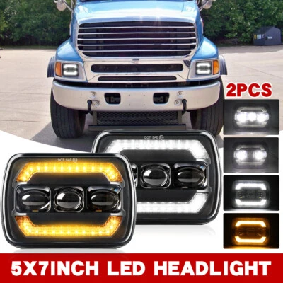 2PC For Sterling Commercial Truck LT9500 7x6" 5X7 LED Headlights Projector Lamps - Image 1 of 4
