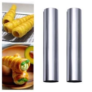 6 Pcs Non- Stick Cream Horn Tube Stainless Steel Connoli Molds Cones Pastry Roll - Picture 1 of 11