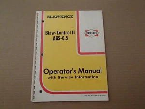 Blaw-Knox Blaw-Kontrol ll AGS-6.5 Operator's & Service Information Manual - Picture 1 of 5