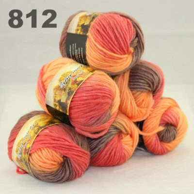 SALE 6BallsX50gr Warm Colorful Rugs Knitting Wool Blankets Crocheted Yarn 12 - Image 1 of 4