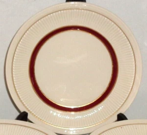 Shenango Porzellan Gerippt Essteller Restaurant Geschirr Weinrot Goldrand 8" 6er Set - Bild 1 von 5