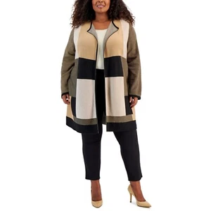 Kasper Strickjacke Damen 3X Colorblock kariert Langarm vorne offen Pullover - Bild 1 von 9