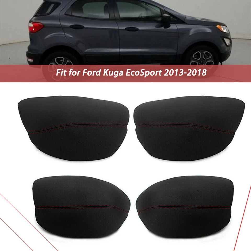 Cubierta de reposabrazos de panel de puerta interior de cuero negro para Ford Kuga EcoSport 2013-2018 Foto 1 de 1