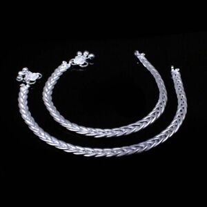 Anklets for women Real Silver Jewelry Anklets Ankle (Pajeb) Bracelet Pair 10.8"