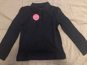 Girl’s Long Sleeve Navy Blue Polo Shirt, Size 5/6 - Picture 1 of 1