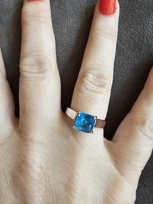 Anillo de piedras preciosas de topacio azul talla 8 Foto 1 de 4