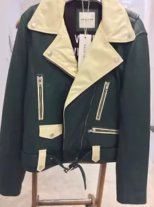 Each X Other Nappa Leather Dark Green Ladies Jacket. Size L .NWT RRP£845 - Picture 1 of 8