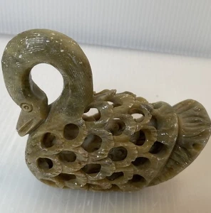 Statuina cigno di pietra intagliata a mano arte sottotaglia decorazione casa - Foto 1 di 4