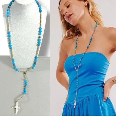 Collar Free People Ariana Ost The Webber Strand Azul Turquesa Nuevo con Etiquetas Bohemio Foto 1 de 4