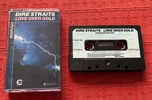 DIRE STRAITS - UK CHROME CASSETTE TAPE WITH PAPER LABELS - LOVE OVER GOLD - Foto 1 di 5
