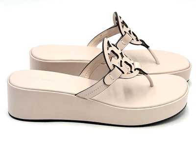 САНДАЛИИ НА ТАНКЕТКЕ TORY BURCH MILLER 25 ММ МЯГКАЯ РОЗОВАЯ ТЕЛЯЧЬЯ КОЖА РАЗМЕР США 9 *НОВЫЕ В КОРОБКЕ* - Изображение 1 из 4