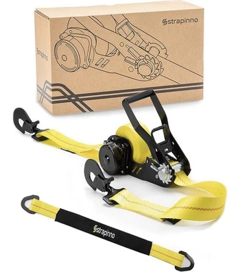 Strapinno Retractable Ratchet Tie-Down Strap 2in x 16ft Heavy-Duty