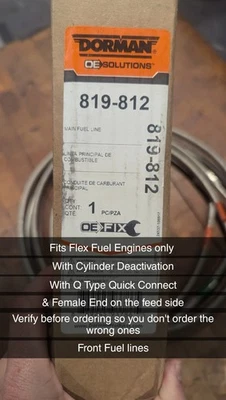 Línea de combustible para 04-06 Avalanche Suburban Tahoe Yukon Flex combustible y desactivación CYL Foto 1 de 4
