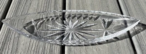 Plato de cristal de plomo vintage en forma de barco plato de cristal de plomo 11,25" x 4" fiesta de fiesta de placer - Imagen 1 de 7