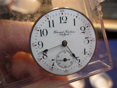 0s Waltham HC pocket watch movement ticks Benedict Bros NY - Image 1 of 2