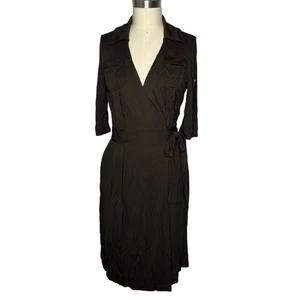 Diane Von Furstenberg Brown Safari Style Wrap Dress Size 8 - Picture 1 of 5