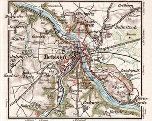 Meissen+ Historische Umgebungskarte von 1906+ Dobritz, Bockwen, Gröbern, Gasern - Bild 1 von 3
