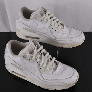 Nike Air Max 90 Herren 10,5 Triple Weiß Leder Sneaker Ohne Einlegesohlen Gebraucht - Bild 1 von 12