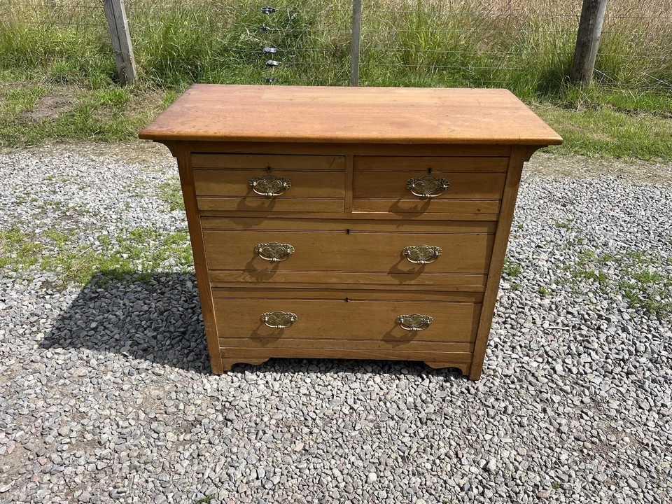 Edwardian Ash Chest of Drawers / Vintage Ash Chest / Rustic Ash Chest - Image 1 of 4