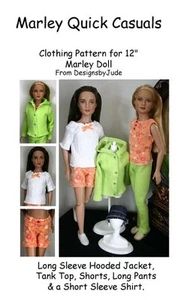 Casuals Doll Clothes Sewing Pattern for 12" Marley & Agnes Dreary Tonner - Picture 1 of 2