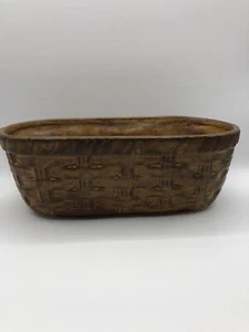 McCoy Floraline Pottery 585 USA Brown Basket Weave design Planter - Picture 1 of 6