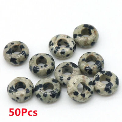 50Pcs 10x5mm Natural Dalmation Jasper Rondelle Large Hole Spacer Beads DIY HT537 - Image 1 of 4