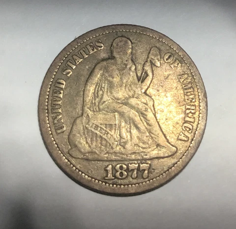 1877-CC United States Silver Seated Liberty Dime - VF Cover