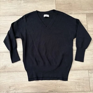 Abercrombie & Fitch Women's Sweater XXS V-Neck Balloon Sleeve Black Soft Oversiz - Picture 1 of 5